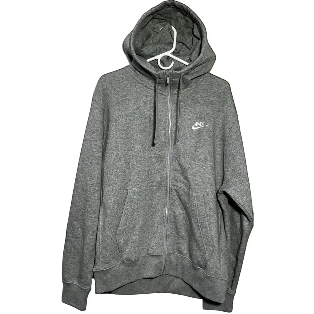 Nike Fleece Men's Full Zip Casual Everyday Activewear Cotton Hoodie Gray L NWT